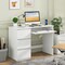 Costway Computer Desk with Power Outlet Keyboard Tray & 3 Large Drawers Type-C & USB Ports White/Natural